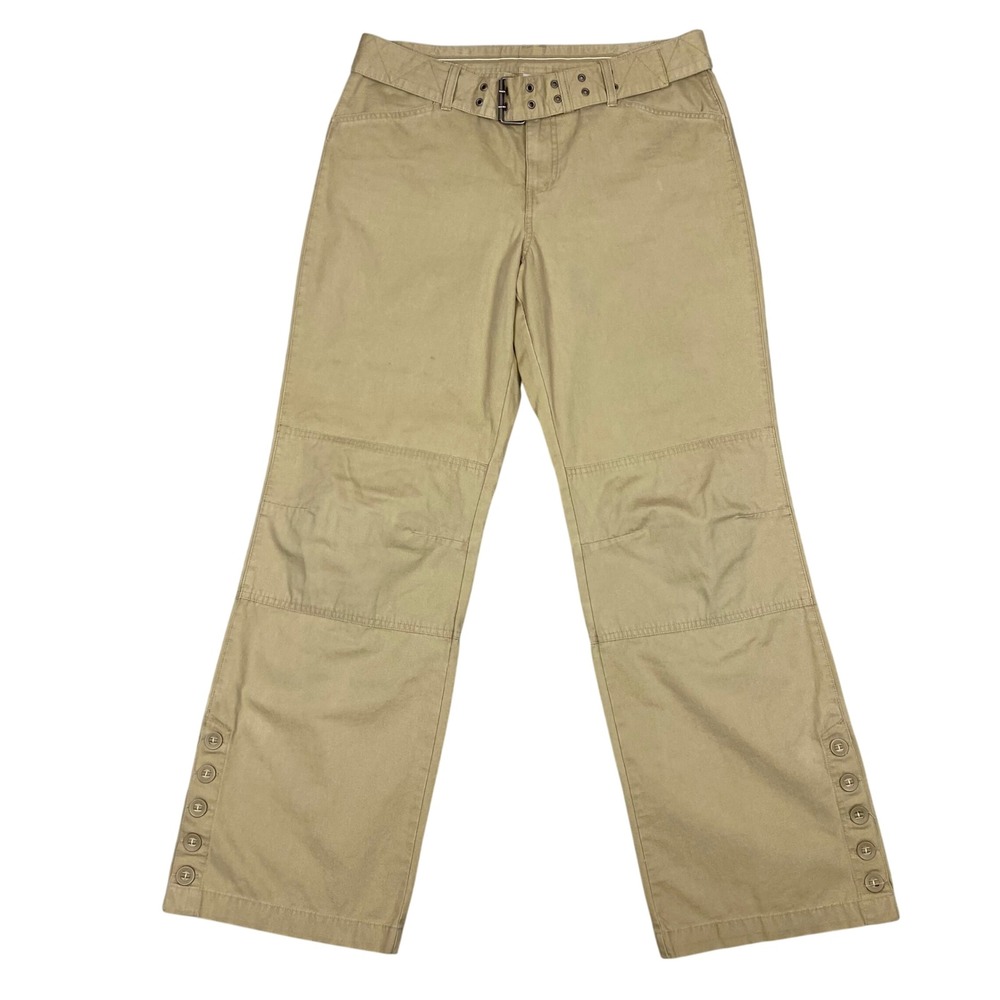 Columbia Vertex Belted Wide Leg Cargo Hiking Pants Womens 14 Tan Khaki Vintage